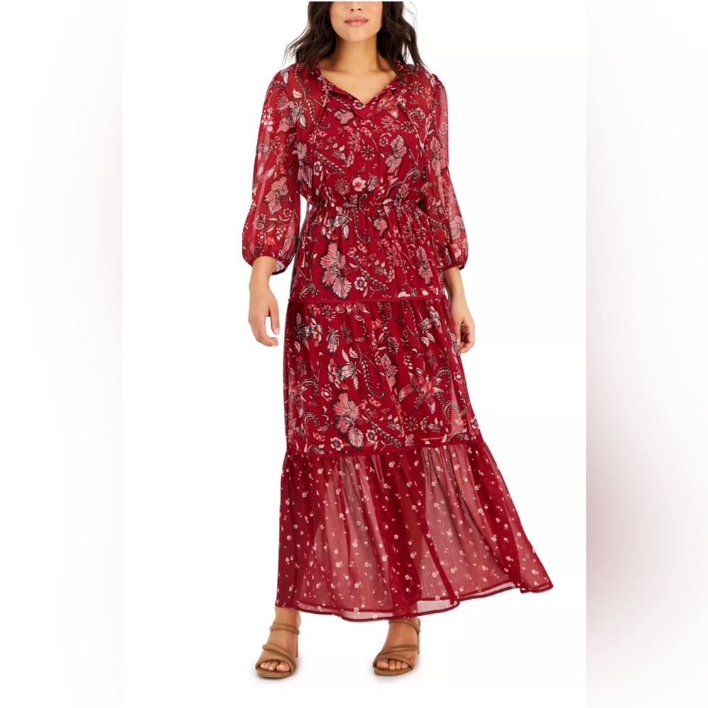 Tinsel MP Burgundy Floral Maxi Dress